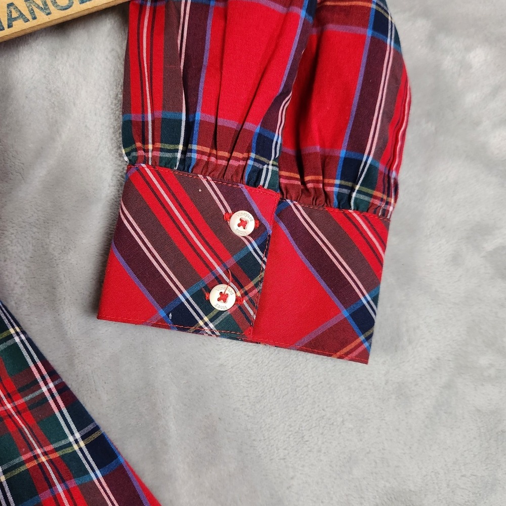 Vineyard Vines Dress L Womens Plaid Poplin Red Tartan Preppy Old Money Luxury - Picture 4 of 9